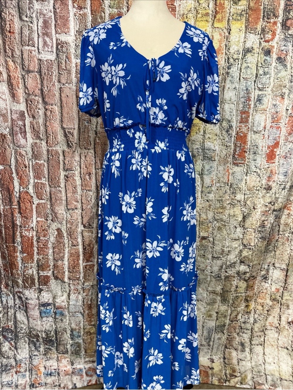 Siren Lily Blue White Floral Maxi Dress Size PXL - Picture 2 of 12